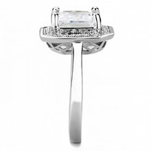 3W1451 - Rhodium Brass Ring with AAA Grade CZ  in Clear