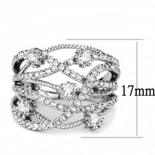 3W1463 - Rhodium Brass Ring with AAA Grade CZ  in Clear