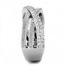 3W1464 - Rhodium Brass Ring with AAA Grade CZ  in Clear