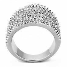 3W1465 - Rhodium Brass Ring with AAA Grade CZ  in Clear