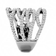 3W1465 - Rhodium Brass Ring with AAA Grade CZ  in Clear