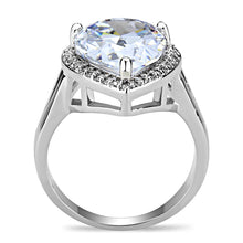 3W1469 - Rhodium Brass Ring with AAA Grade CZ  in Clear