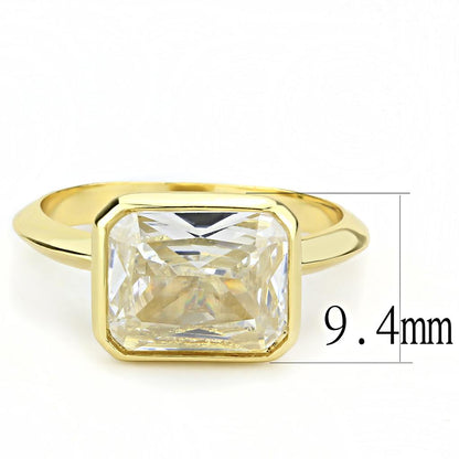 3W1483 - Gold Brass Ring with AAA Grade CZ  in Clear