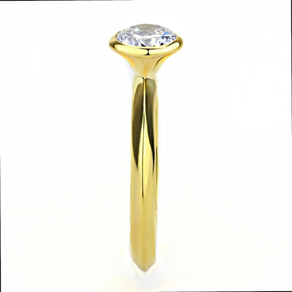 3W1485 - Gold Brass Ring with AAA Grade CZ  in Clear