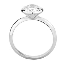 3W1487 - Rhodium Brass Ring with AAA Grade CZ  in Clear