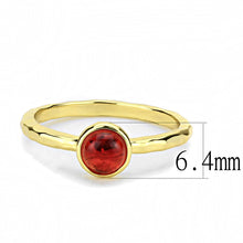 3W1496 - Gold Brass Ring with Synthetic Synthetic Glass in Garnet