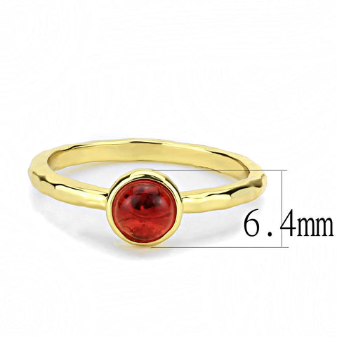 3W1496 - Gold Brass Ring with Synthetic Synthetic Glass in Garnet