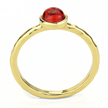 3W1496 - Gold Brass Ring with Synthetic Synthetic Glass in Garnet