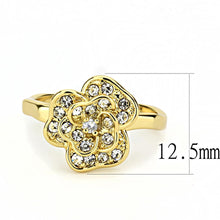 3W1497 - Gold Brass Ring with Top Grade Crystal  in Clear