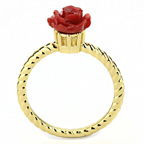 3W1498 - Gold Brass Ring with Synthetic Synthetic Stone in Siam