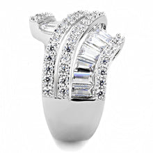 3W1501 - Rhodium Brass Ring with AAA Grade CZ  in Clear