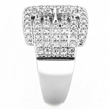 3W1502 - Rhodium Brass Ring with AAA Grade CZ  in Clear