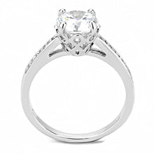 3W1507 - Rhodium Brass Ring with AAA Grade CZ  in Clear