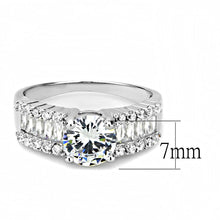 3W1510 - Rhodium Brass Ring with AAA Grade CZ  in Clear