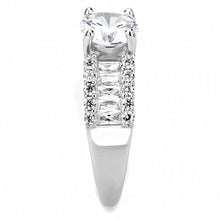 3W1510 - Rhodium Brass Ring with AAA Grade CZ  in Clear