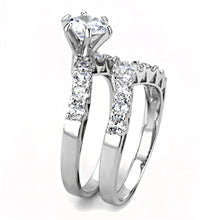 3W1513 - Rhodium Brass Ring with AAA Grade CZ  in Clear