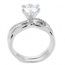 3W1514 - Rhodium Brass Ring with AAA Grade CZ  in Clear