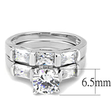 3W1515 - Rhodium Brass Ring with AAA Grade CZ  in Clear