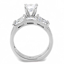 3W1515 - Rhodium Brass Ring with AAA Grade CZ  in Clear