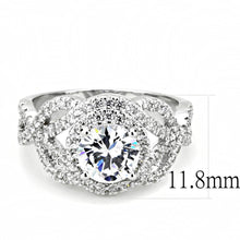 3W1519 - Rhodium Brass Ring with AAA Grade CZ  in Clear