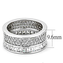 3W1520 - Rhodium Stainless Steel Ring with AAA Grade CZ  in Clear