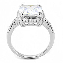 3W1522 - Rhodium Brass Ring with AAA Grade CZ  in Clear