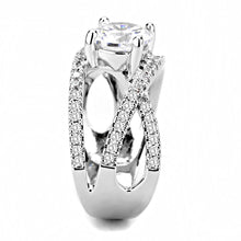 3W1529 - Rhodium Brass Ring with AAA Grade CZ  in Clear