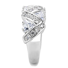 3W1533 - Rhodium Brass Ring with AAA Grade CZ  in Clear