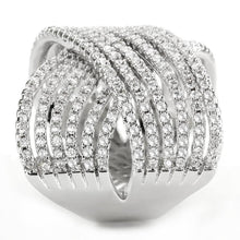 3W1539 - Rhodium Brass Ring with AAA Grade CZ  in Clear