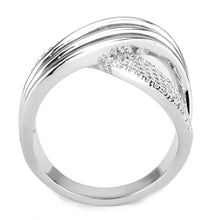 3W1542 - Rhodium Brass Ring with AAA Grade CZ  in Clear