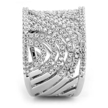 3W1548 - Rhodium Brass Ring with AAA Grade CZ  in Clear