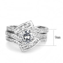 3W1551 - Rhodium Brass Ring with AAA Grade CZ  in Clear