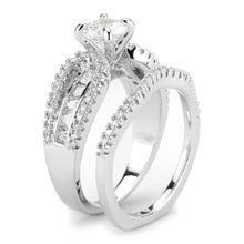 3W1556 - Rhodium Brass Ring with AAA Grade CZ  in Clear