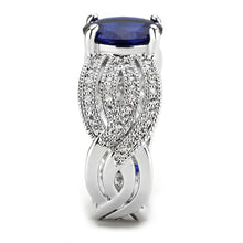 3W1564 - Rhodium Brass Ring with Synthetic Spinel in London Blue