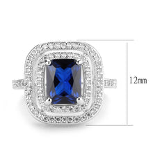 3W1565 - Rhodium Brass Ring with Synthetic Spinel in London Blue