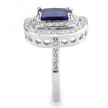 3W1565 - Rhodium Brass Ring with Synthetic Spinel in London Blue