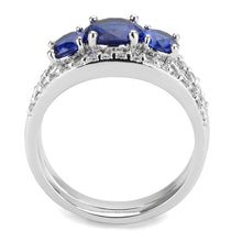 3W1566 - Rhodium Brass Ring with Synthetic Spinel in London Blue