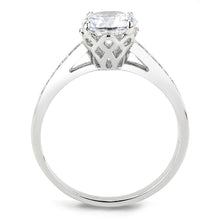 3W1573 - Rhodium Brass Ring with AAA Grade CZ  in Clear