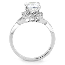 3W1575 - Rhodium Brass Ring with AAA Grade CZ  in Clear