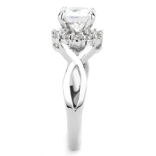 3W1575 - Rhodium Brass Ring with AAA Grade CZ  in Clear