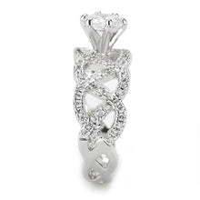 3W1577 - Rhodium Brass Ring with AAA Grade CZ  in Clear