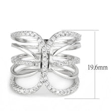 3W1580 - Rhodium Brass Ring with AAA Grade CZ  in Clear