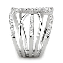 3W1580 - Rhodium Brass Ring with AAA Grade CZ  in Clear