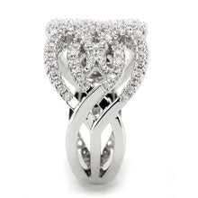 3W1581 - Rhodium Brass Ring with AAA Grade CZ  in Clear