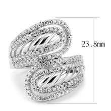 3W1582 - Rhodium Brass Ring with AAA Grade CZ  in Clear