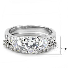 3W1588 - Rhodium Brass Ring with AAA Grade CZ  in Clear