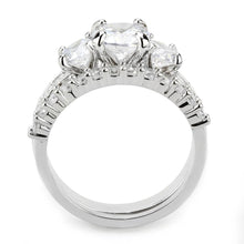 3W1588 - Rhodium Brass Ring with AAA Grade CZ  in Clear