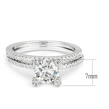 3W1589 - Rhodium Brass Ring with AAA Grade CZ  in Clear