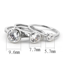 3W1590 - Rhodium Brass Ring with AAA Grade CZ  in Clear