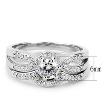 3W1592 - Rhodium Brass Ring with AAA Grade CZ  in Clear